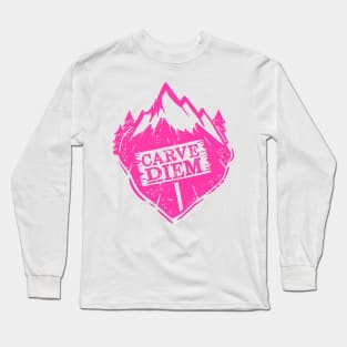 Carve Diem Women Ski Funny Winter T-Shirt and Gift Long Sleeve T-Shirt